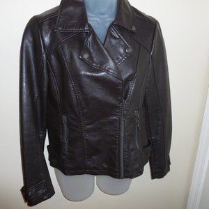 MAX Studio Faux Brown Leather Jacket